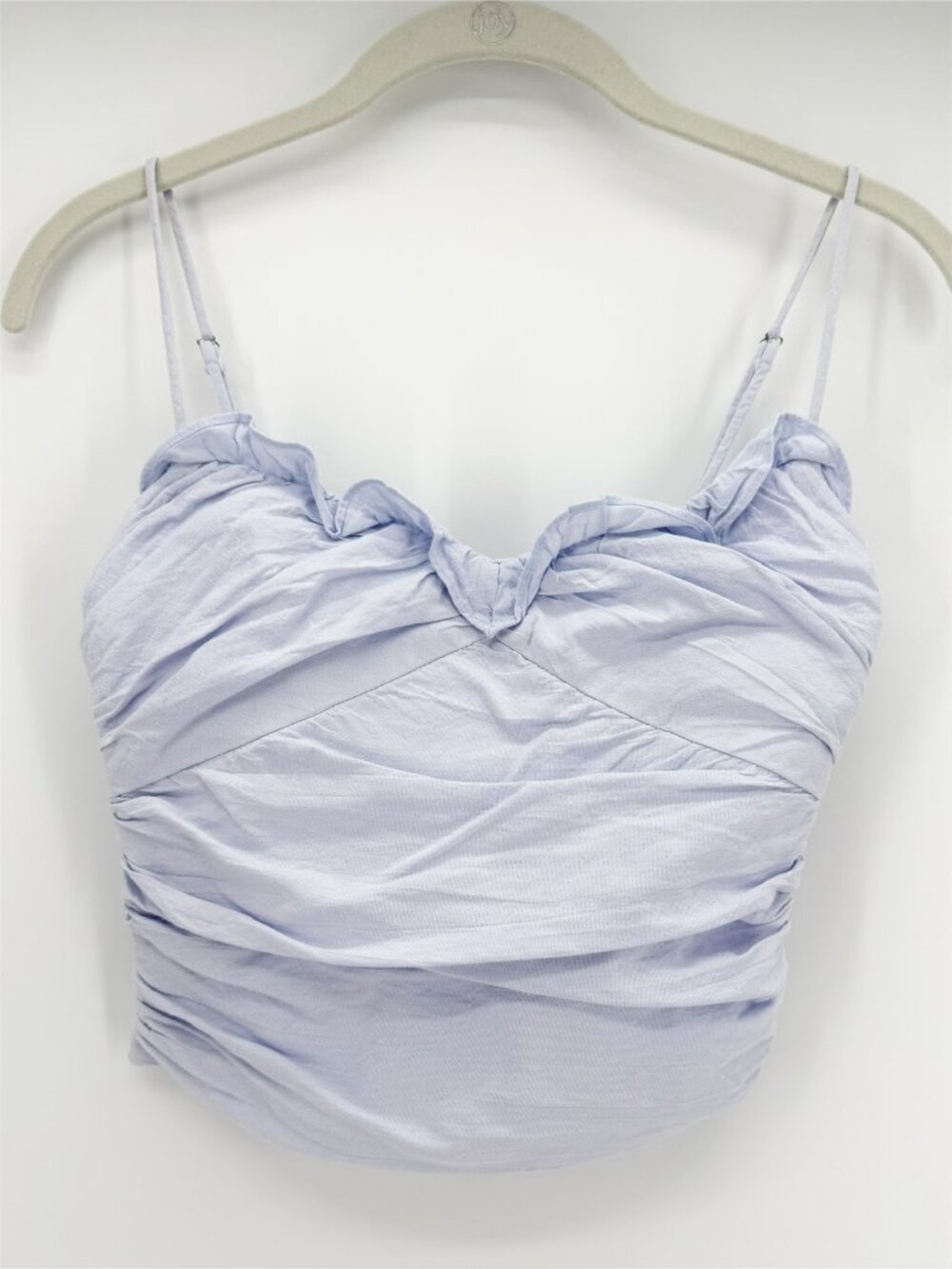 Zara = Cropped Ruffled Corset Top Size S in Light Blue - Picture 2 of 11